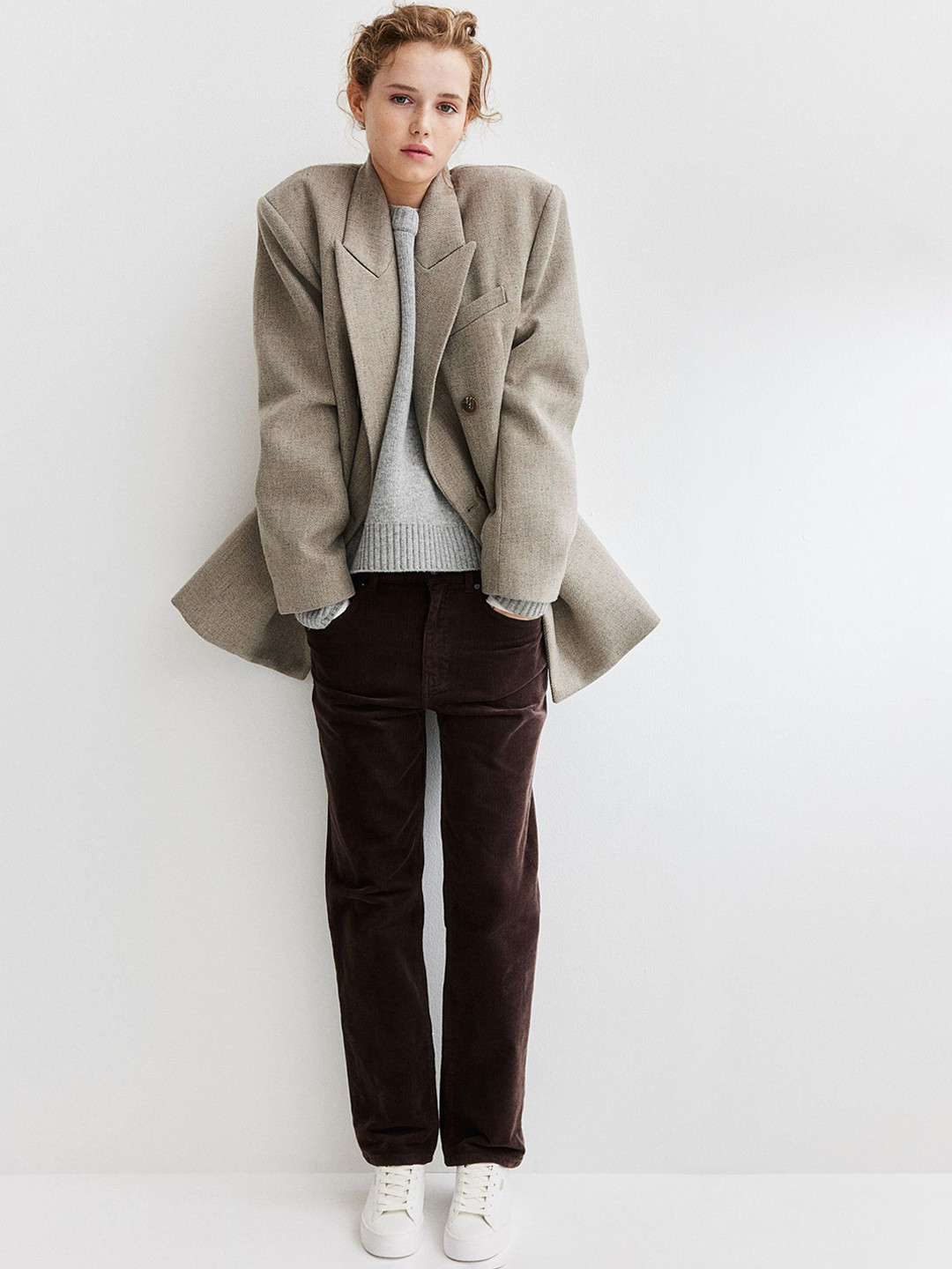 

H&M Women Corduroy Trousers, Brown