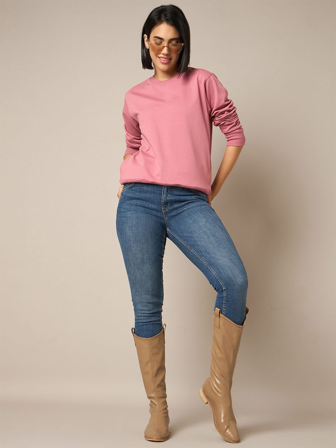 

The Roadster Lifestyle Co. Women Crew Neck Pullover Sweatshirt, Pink