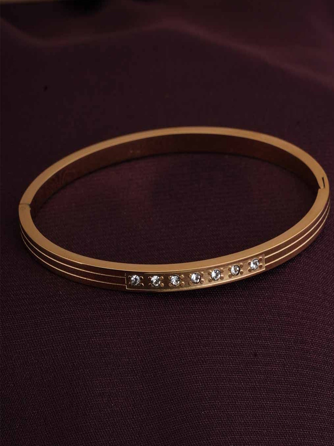 

PALMONAS Women Cubic Zirconia Gold-Plated Bangle-Style Bracelet