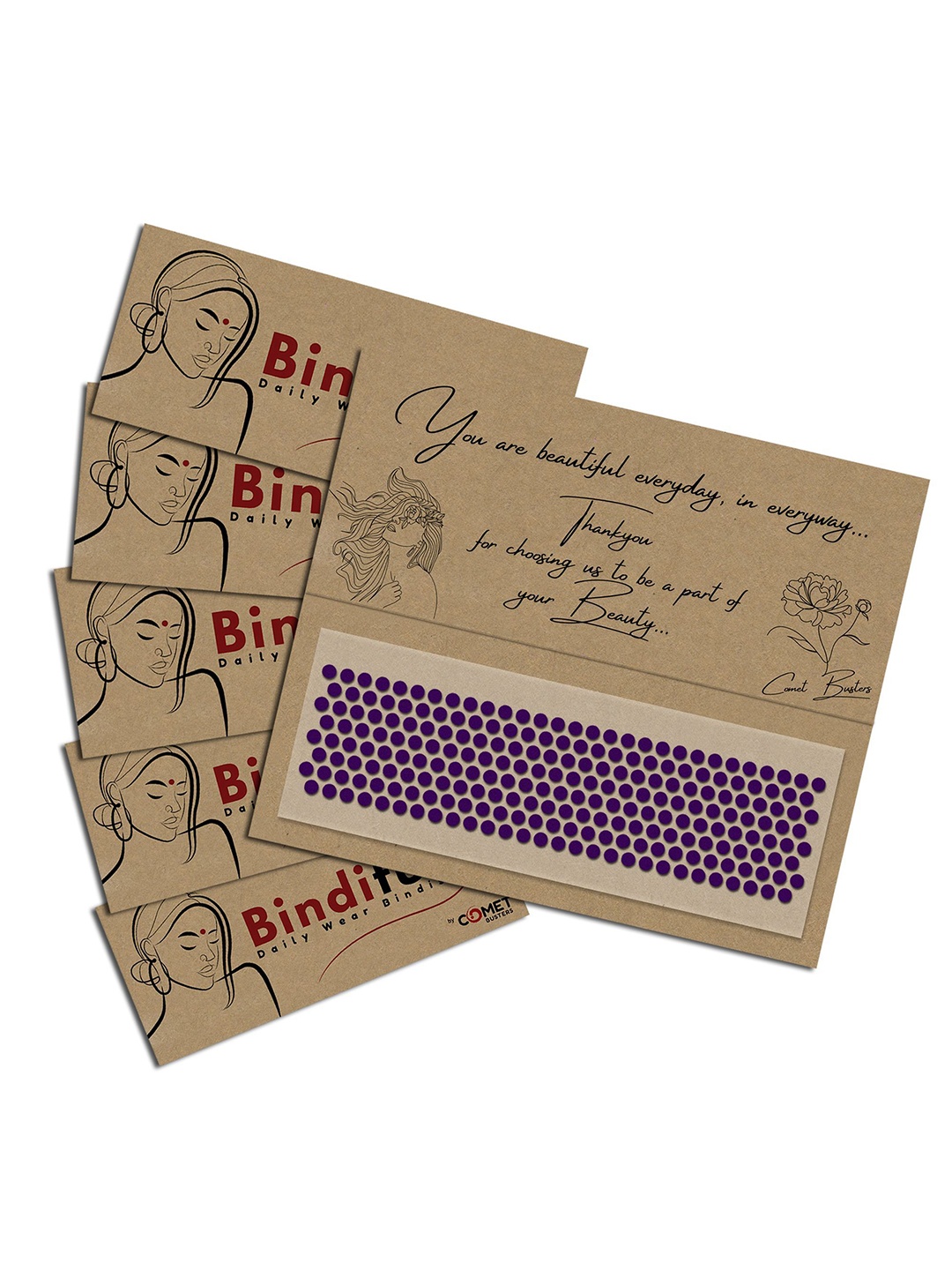 

Comet Busters Bindiful Set Of 5 Traditional Bindis - Purple