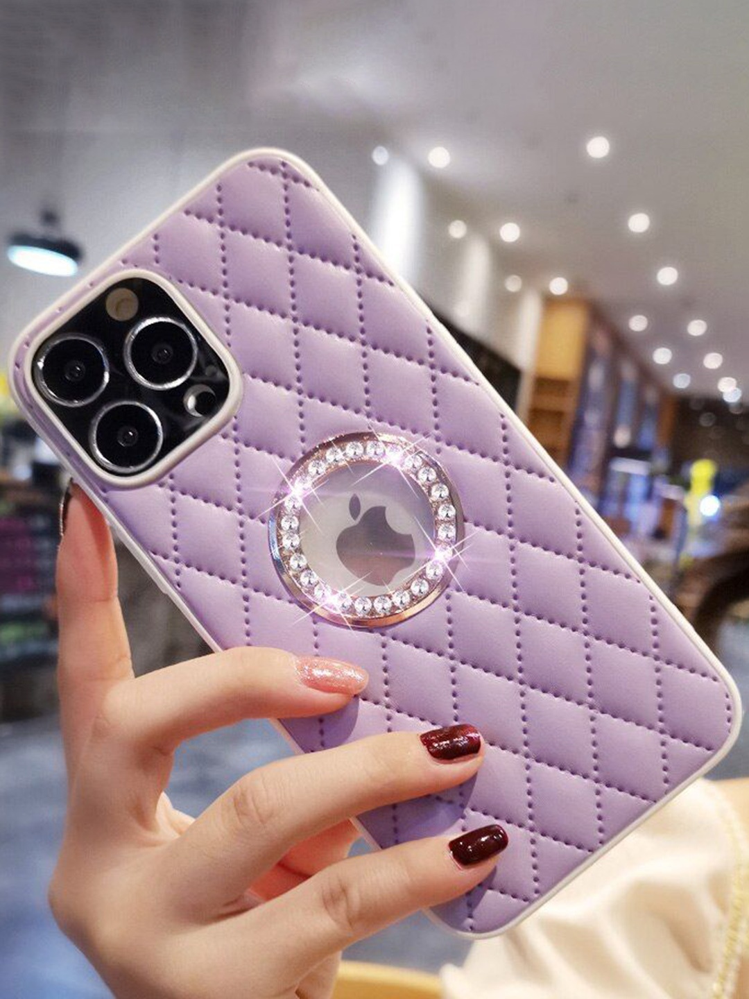 

Luxury Kase Geometric Printed iPhone 13 Pro Back Case Mobile Accessories, Purple