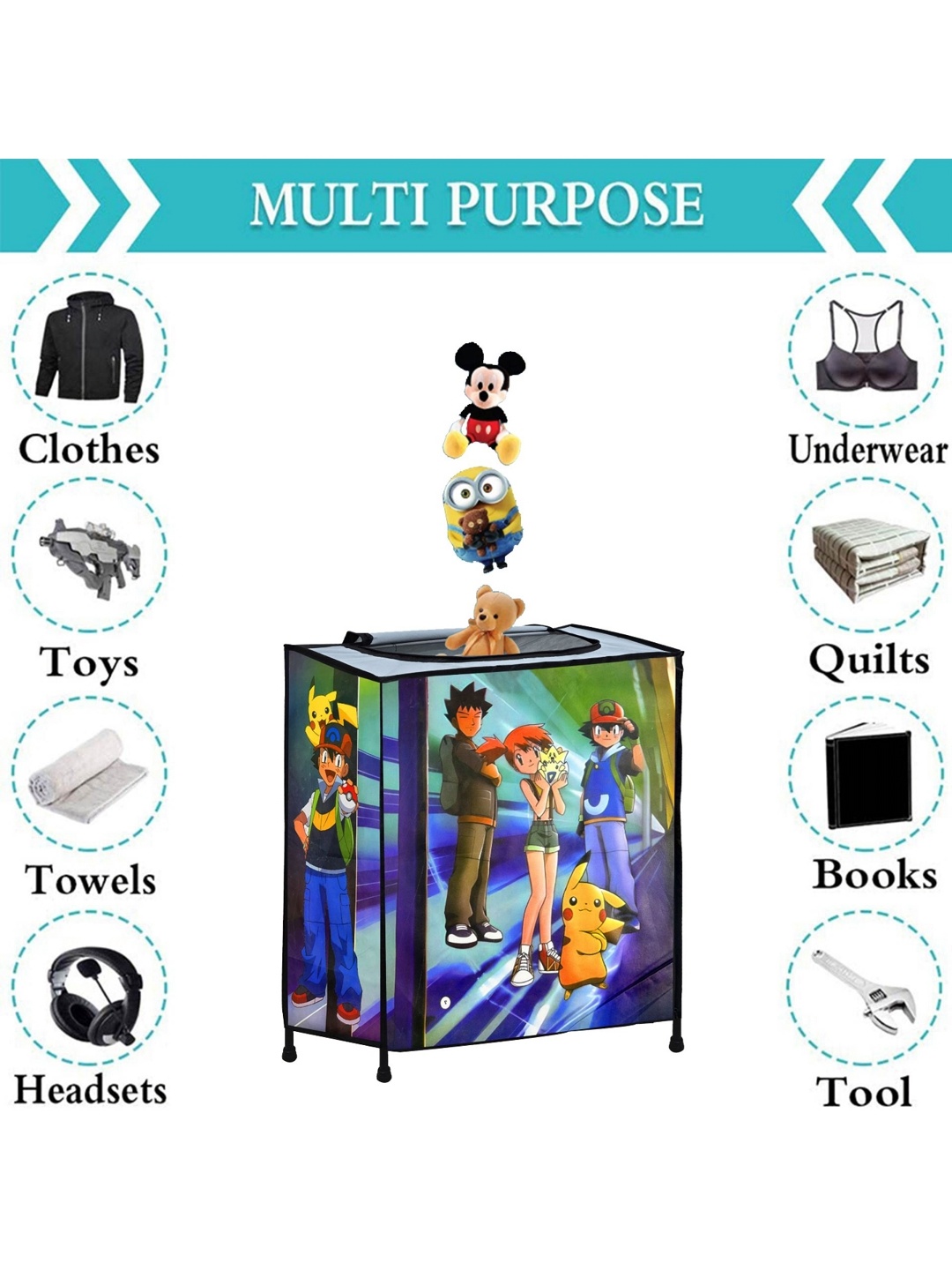 

Rmerchants Pokemon Laundry Basket, Grey