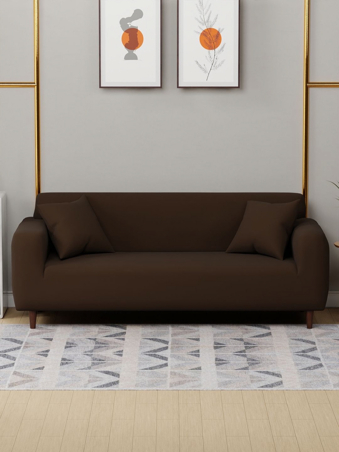 

Myntra Elegant Homes Brown 3 Seater Sofa Cover With 2 Cushion Covers