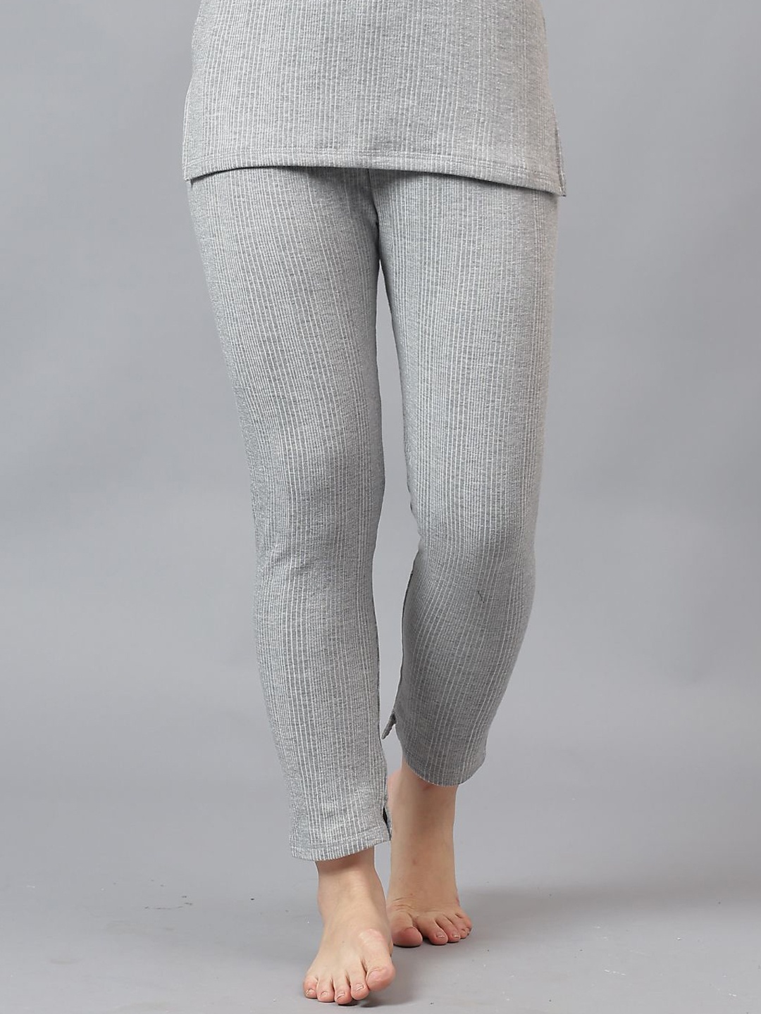 

JJAAGG T Striped Women Pack Of 2 Thermal Bottoms, Grey melange
