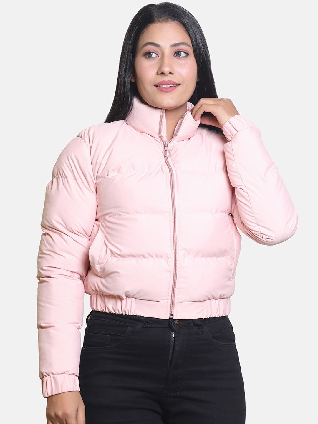 

BAESD Women Windcheater and Water Resistant Crop Puffer Jacket, Peach