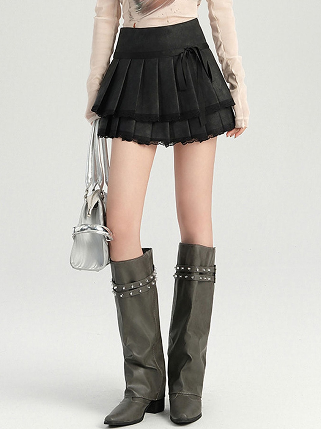

LULU & SKY Women A-Line Layered Mini Skirt, Black