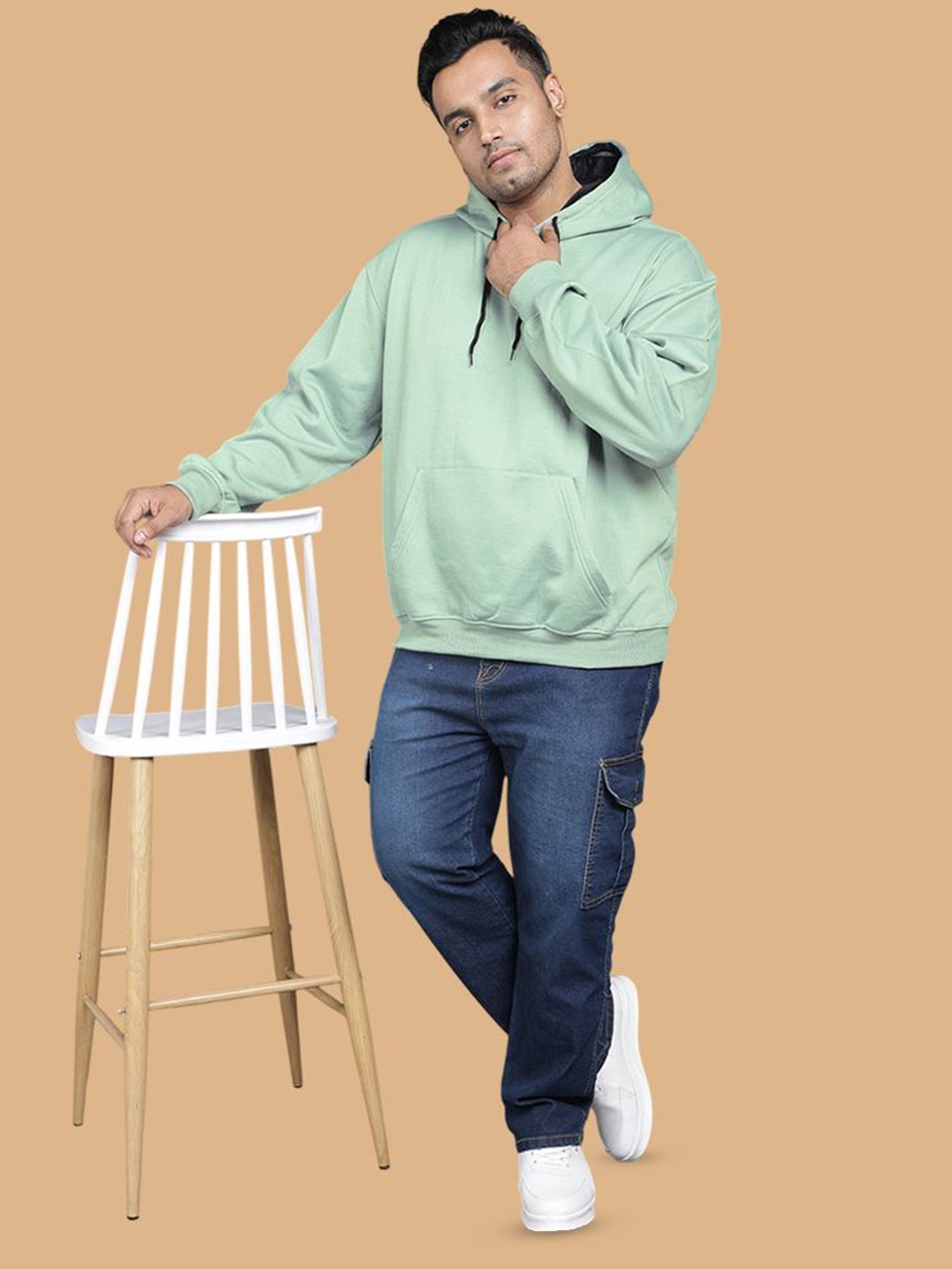 

Wear Your Opinion Men Plus Size Drop Shoulder Hooded Sweatshirt, Blue