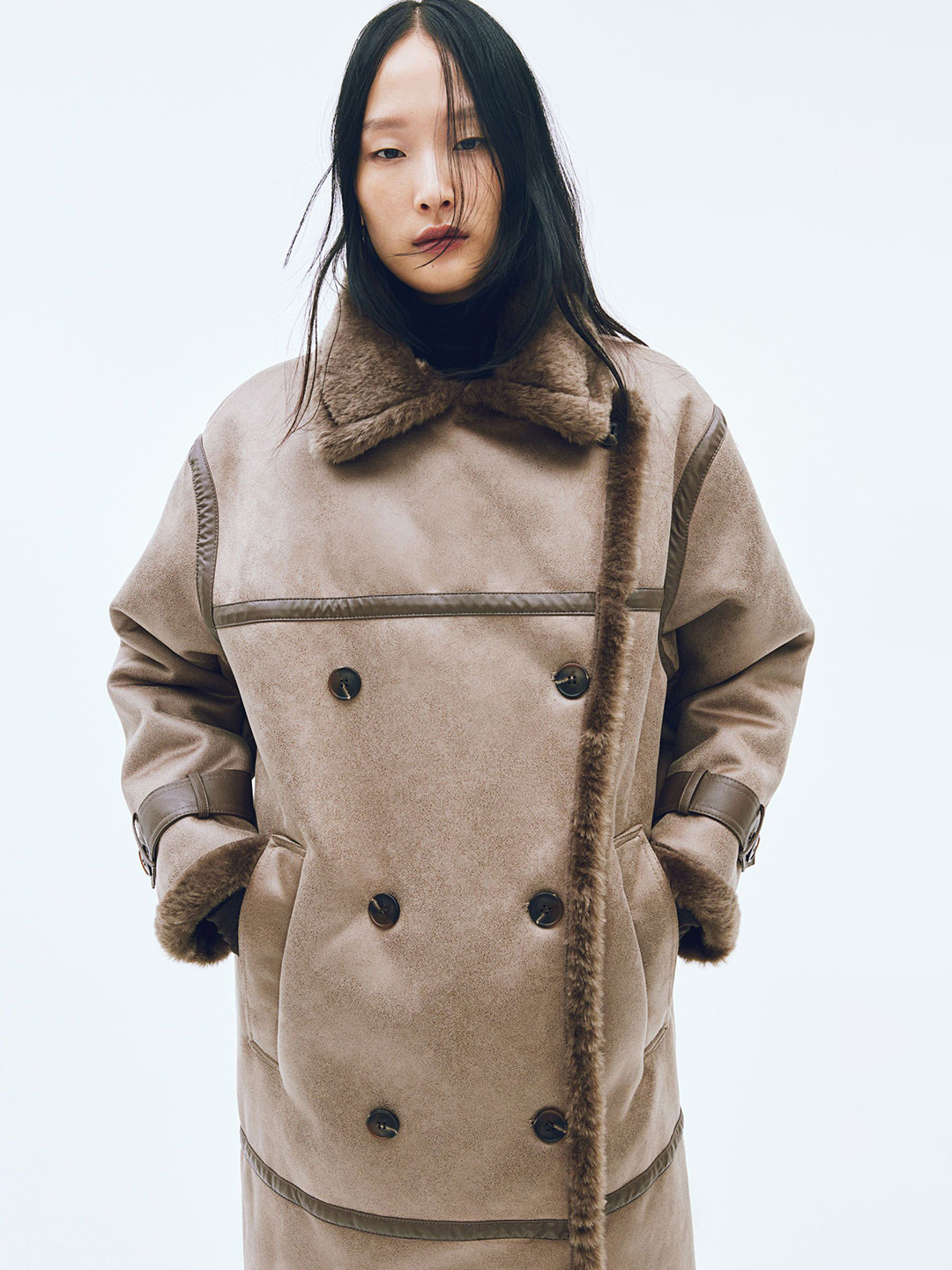 

H&M Women Oversized Coat, Beige