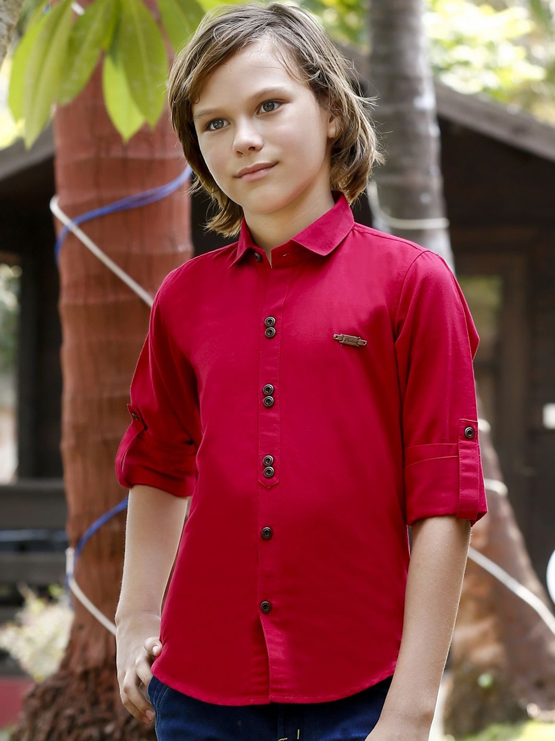 

MashUp Boys Classic Opaque Casual Shirt, Red