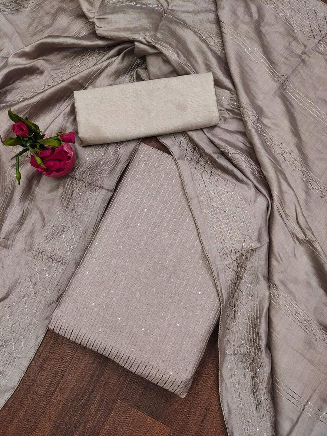 

ZEEPKART Unstitched Dress Material, Mauve