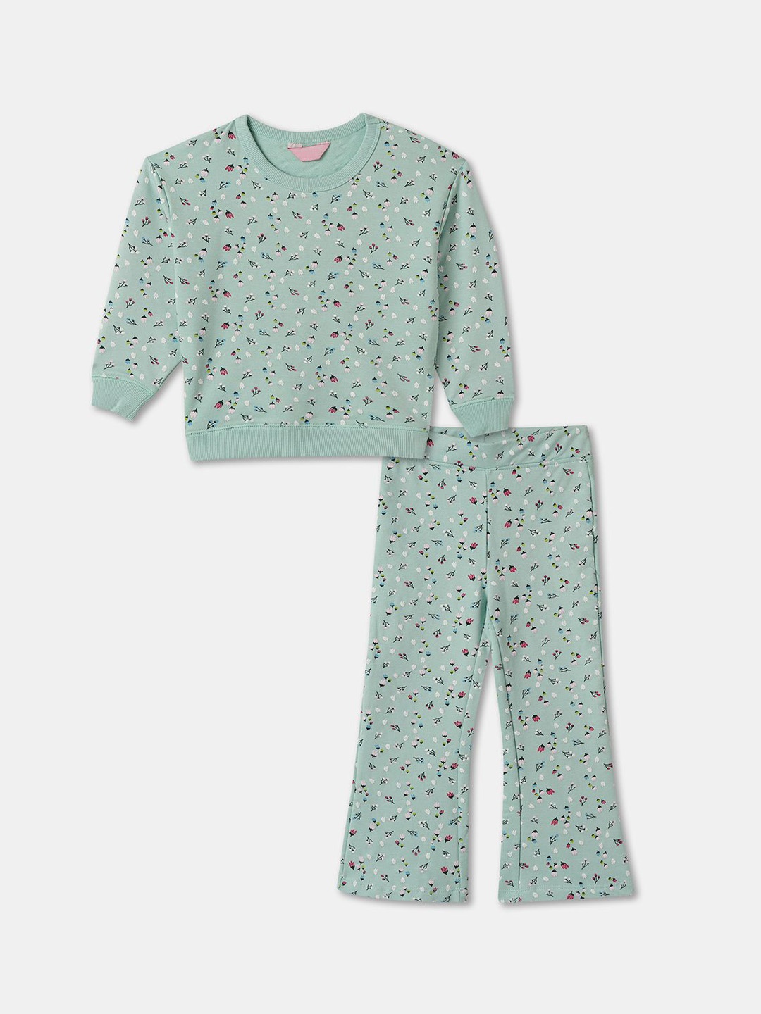 

R&B Girls Printed Long Sleeves Sweatshirt and Trouser, Green