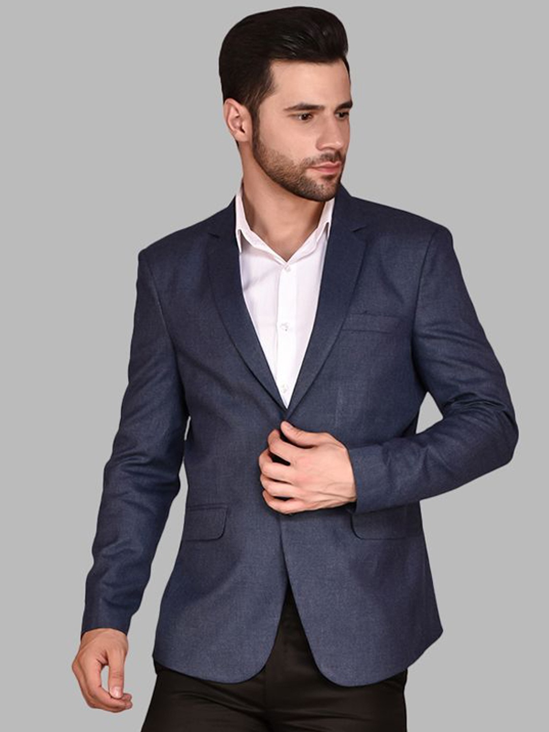 

BOWLIFESTYLE Men Single-Breasted Blazer, Navy blue