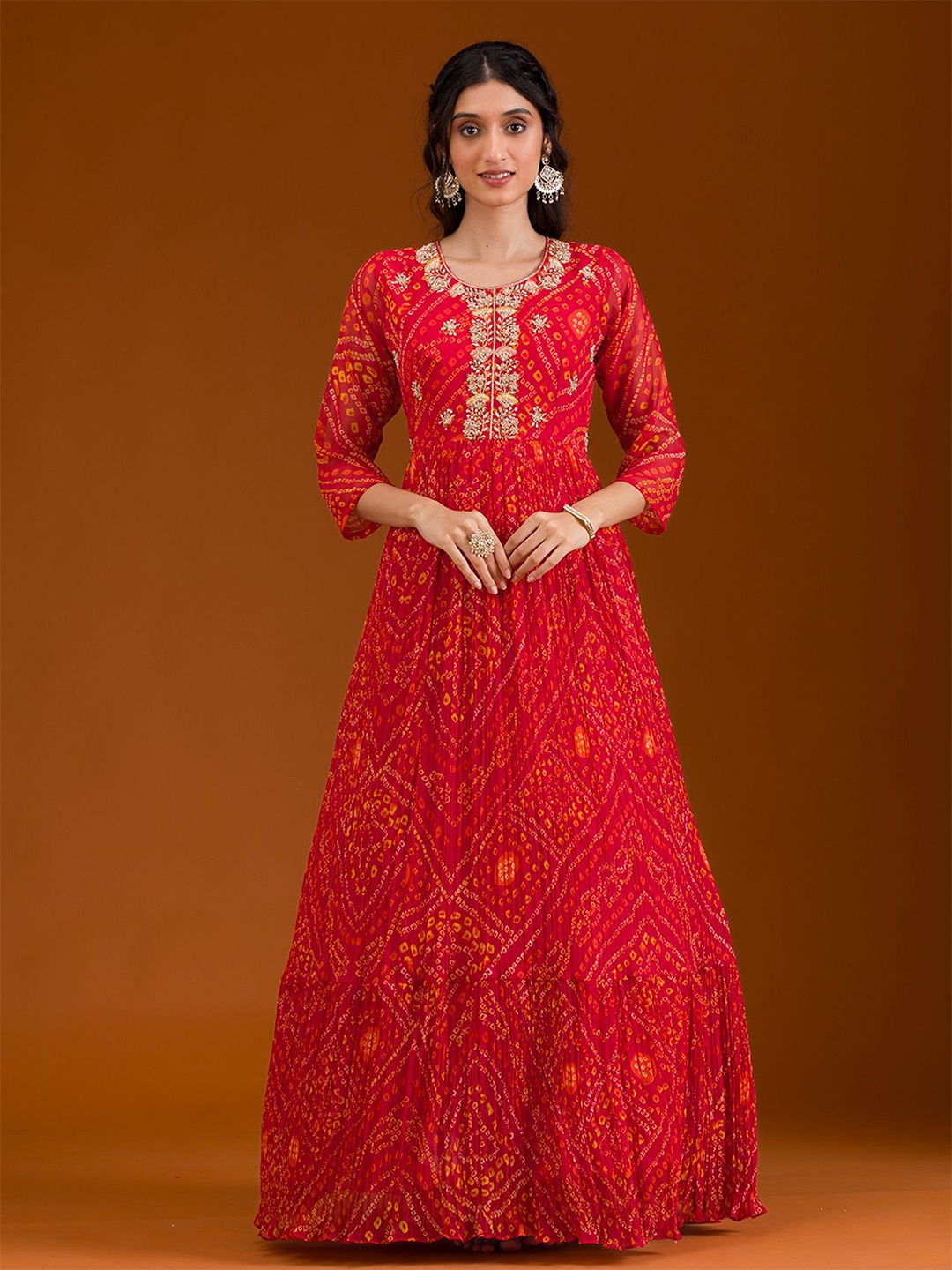 

Koskii Women Printed Regular Thread Work Kurti with Salwar & With Dupatta, Red