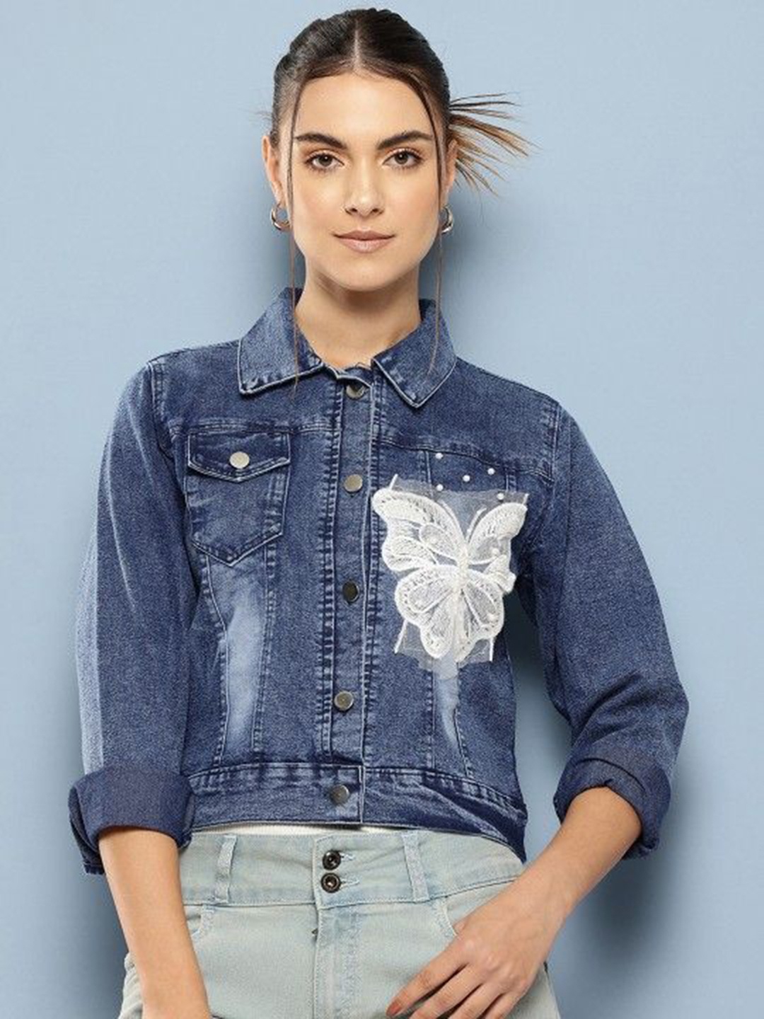 

The Roadster Lifestyle Co Self Design Denim Jacket, Navy blue