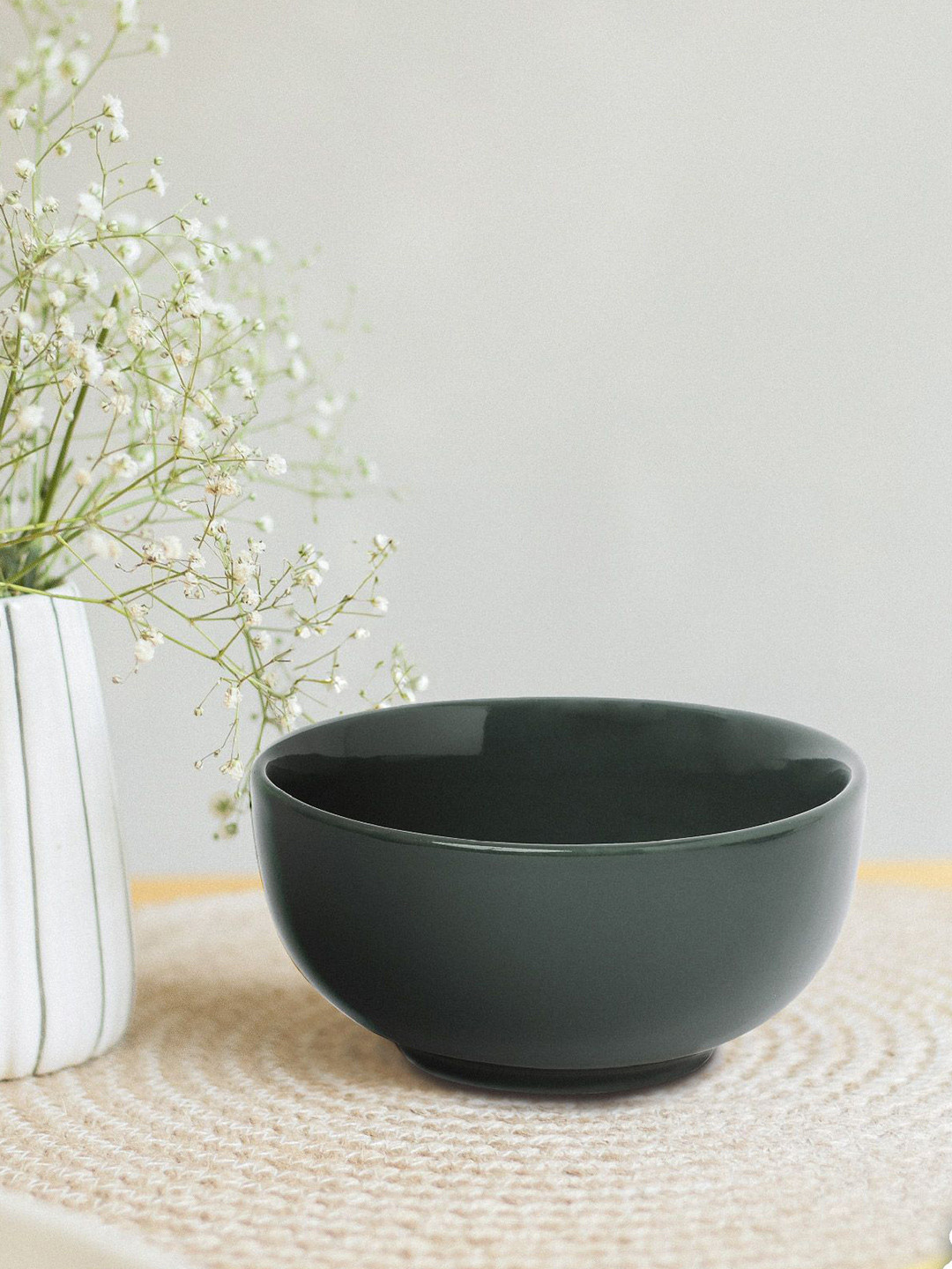 

10club Green Ceramic Dinner Bowls Set of 2