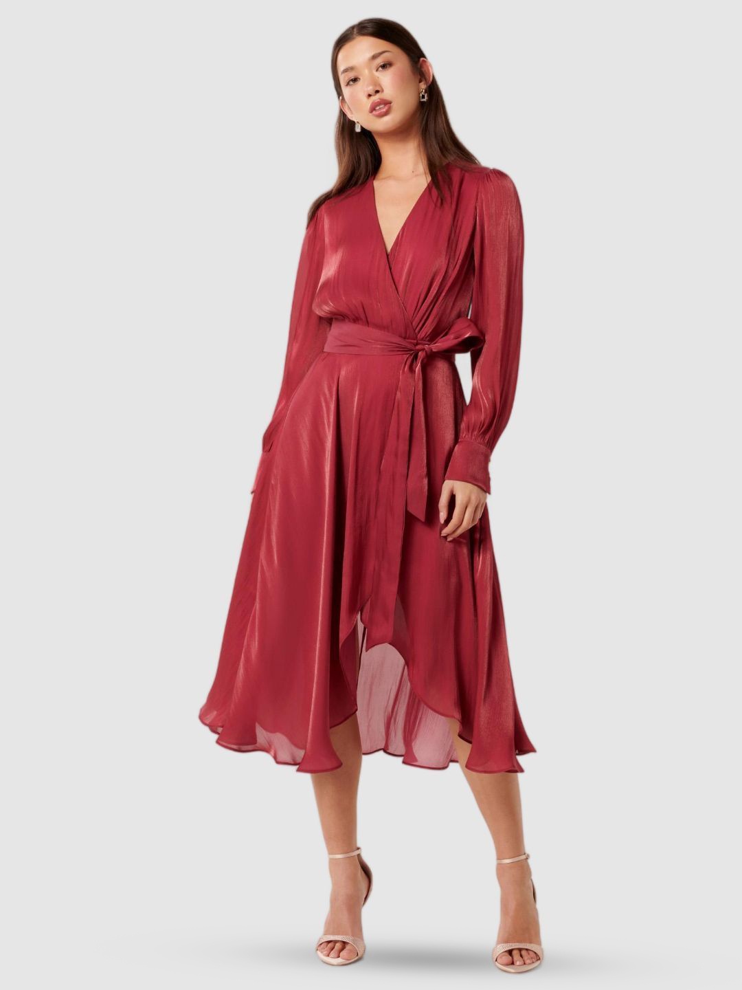 

Forever New Bishop Sleeve Midi Dress, Red