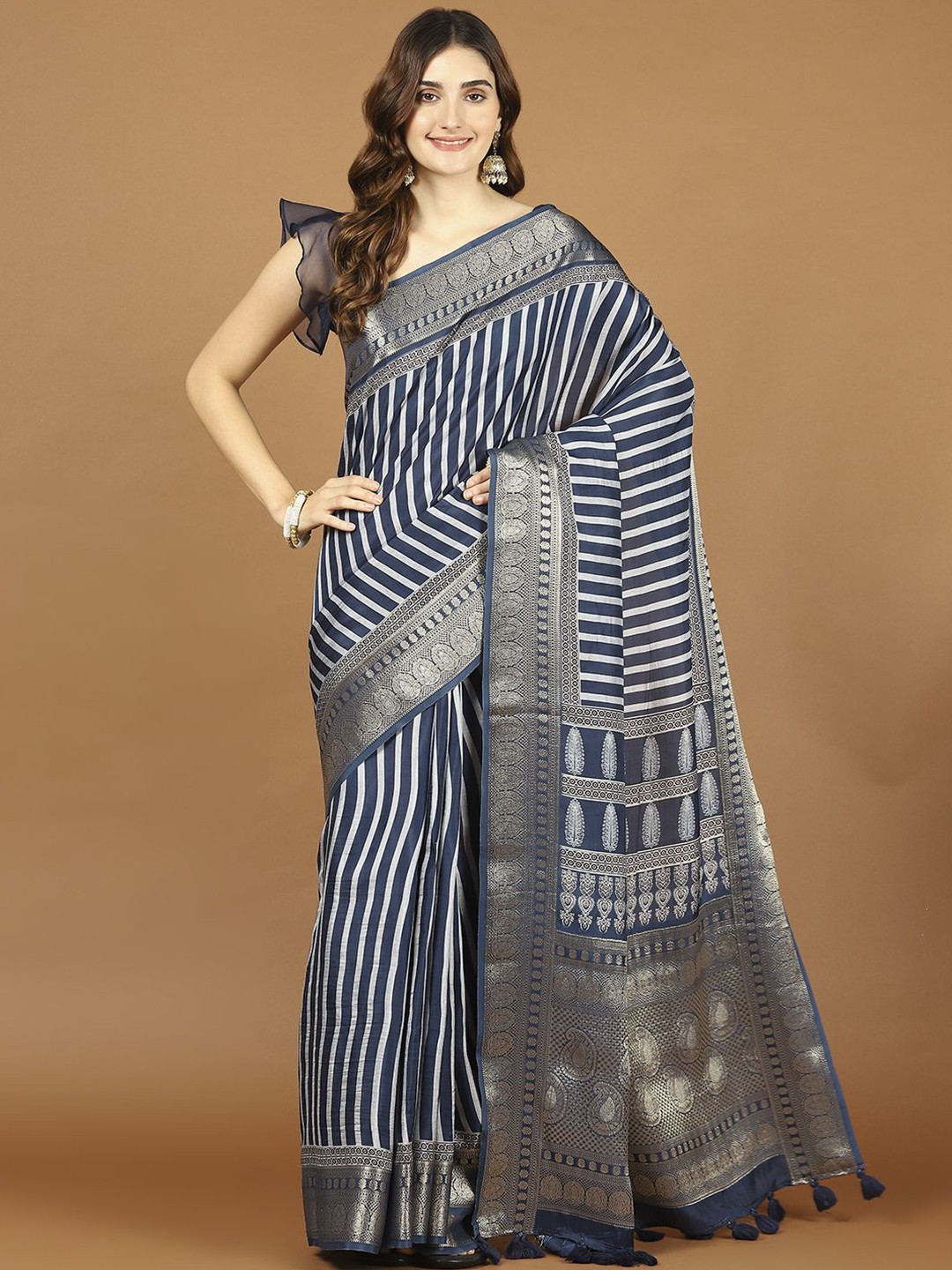

Meena Bazaar Art Silk Saree, Blue