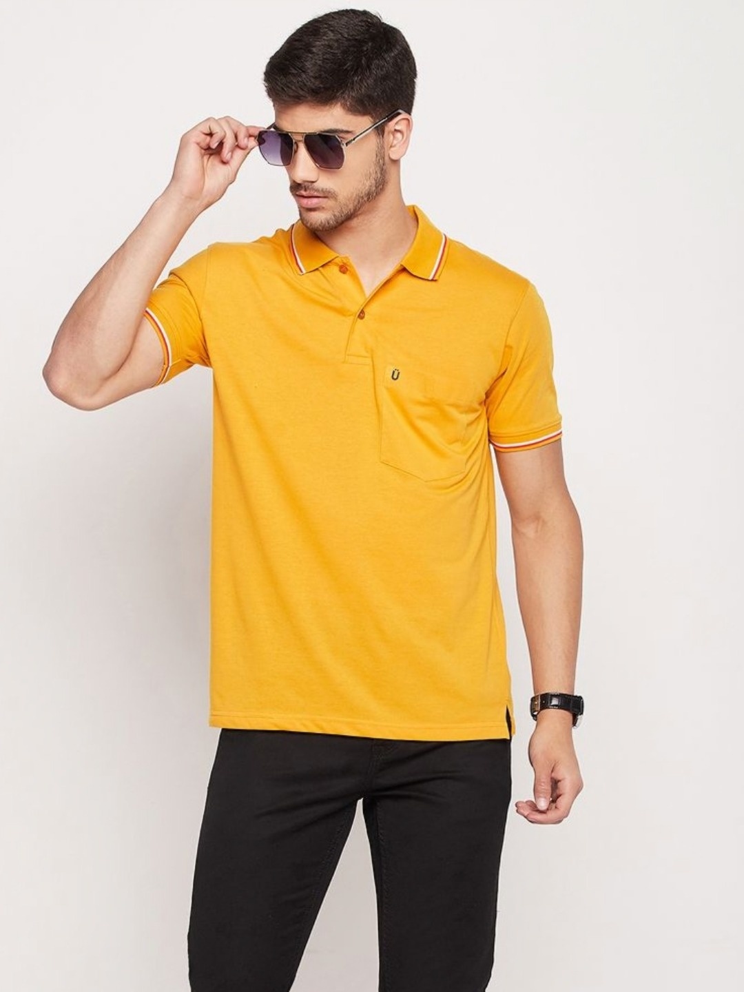 

UNIBERRY Men Polo Collar T-shirt, Mustard