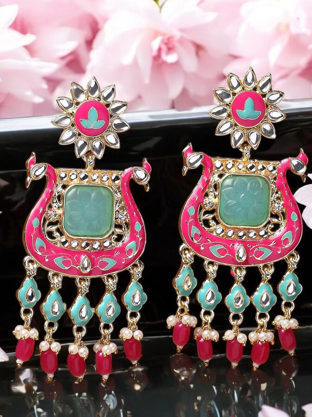 

Anouk Peacock Shaped Drop Earrings, Green