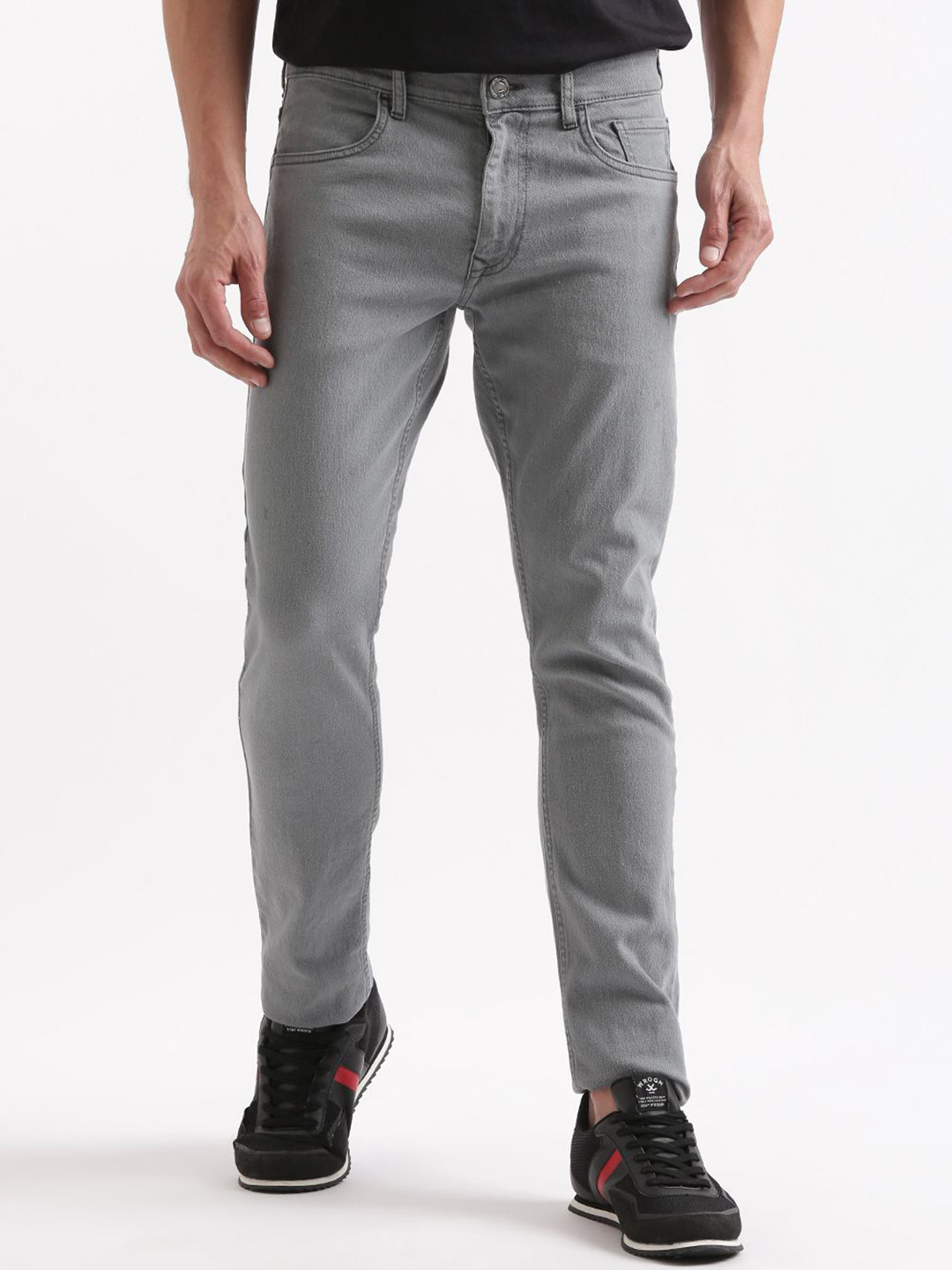 

WROGN Men Cotton Comfort Slim Fit Jeans, Grey