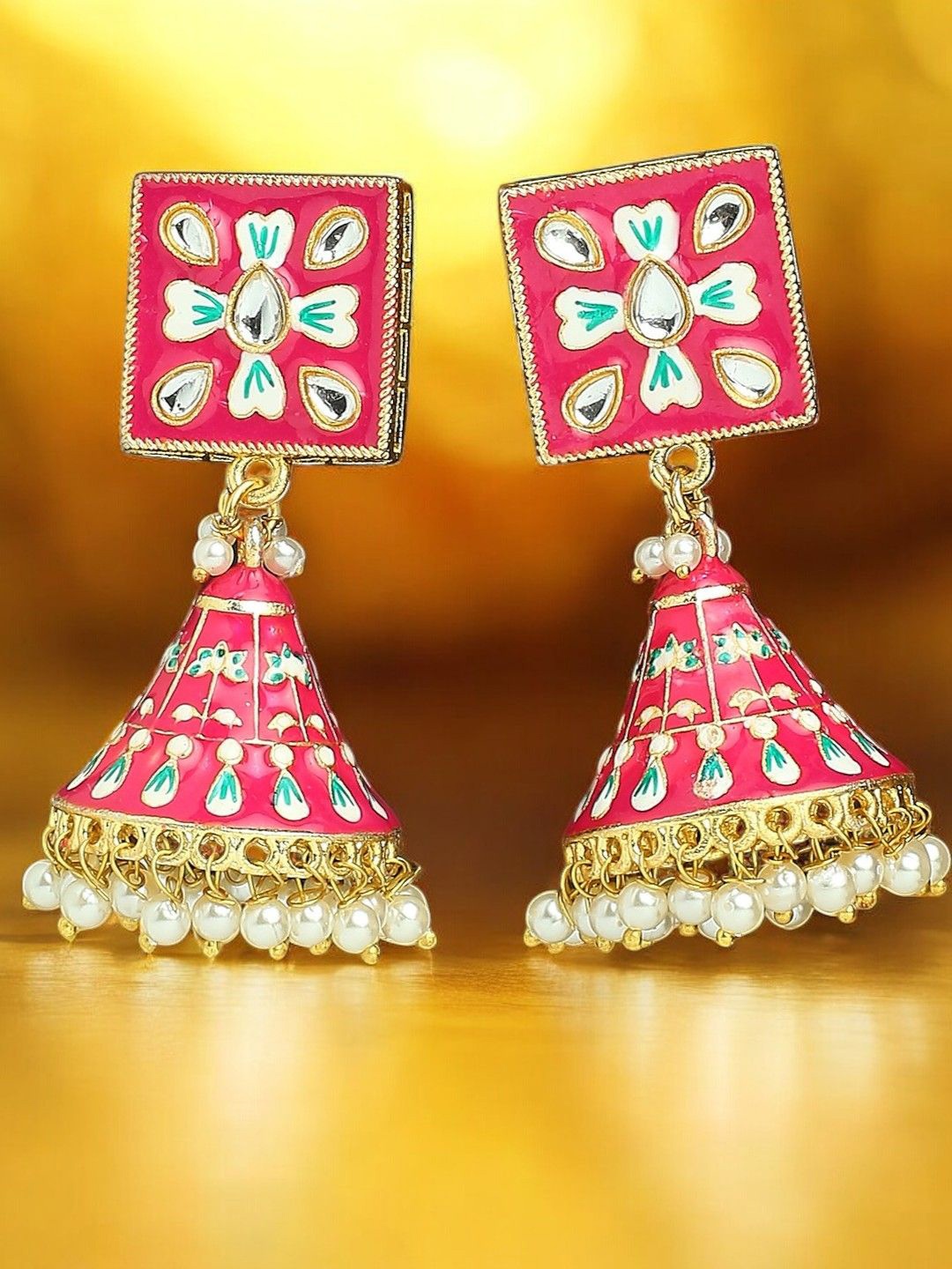 

Anouk Geometric Jhumkas Earrings, Pink