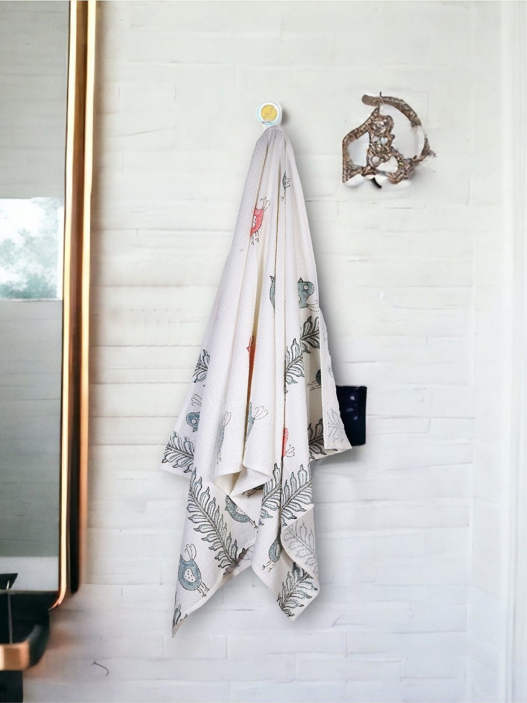

Texstylers Red & White Printed Cotton 300 GSM Bath Towel