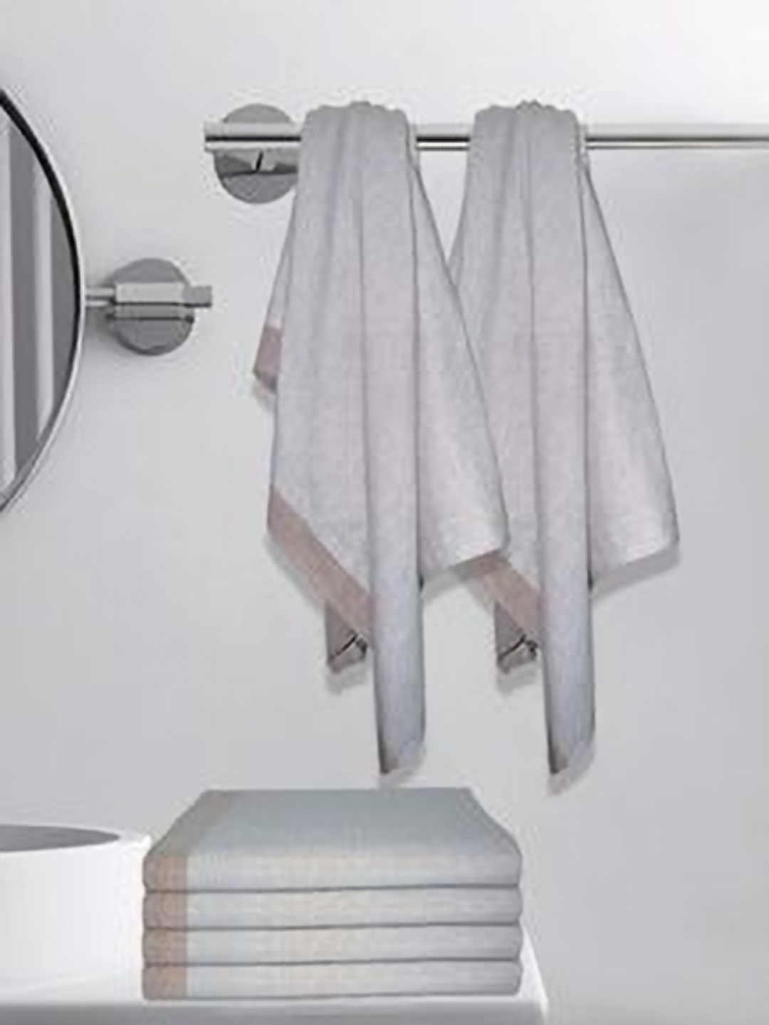 

Athom Living Astar Grey 6 Pieces Striped Printed Cotton 210 GSM Bath Towels