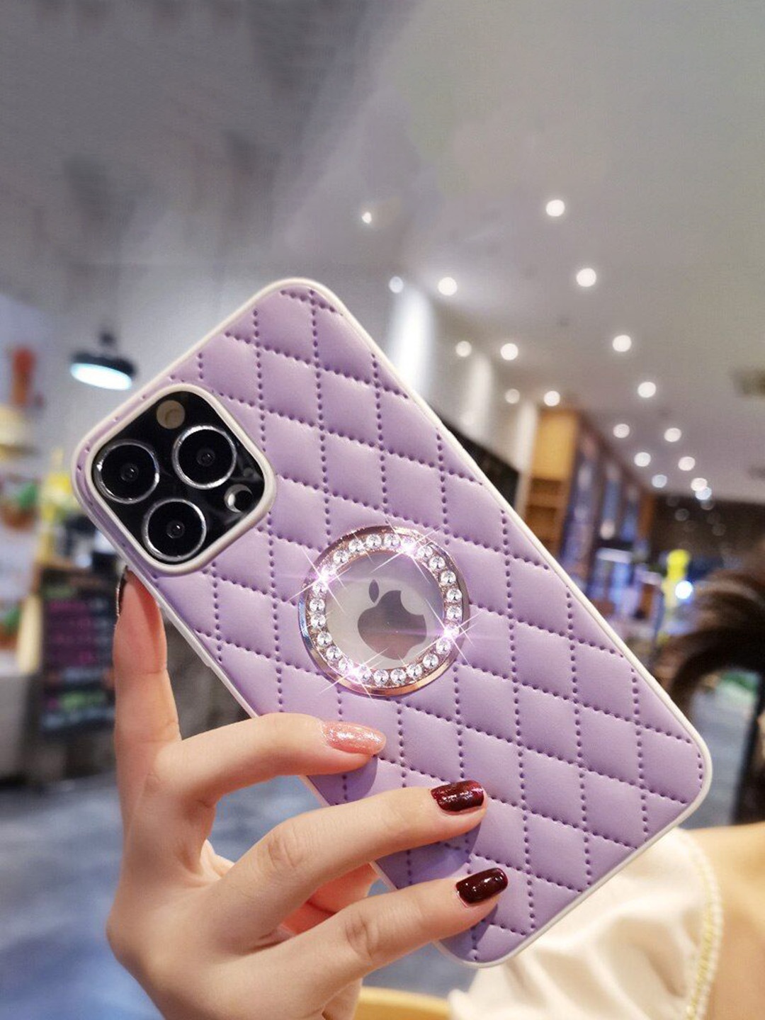 

Luxury Kase Solid Printed iPhone 13 Pro Max Back Case Mobile Accessories, Purple