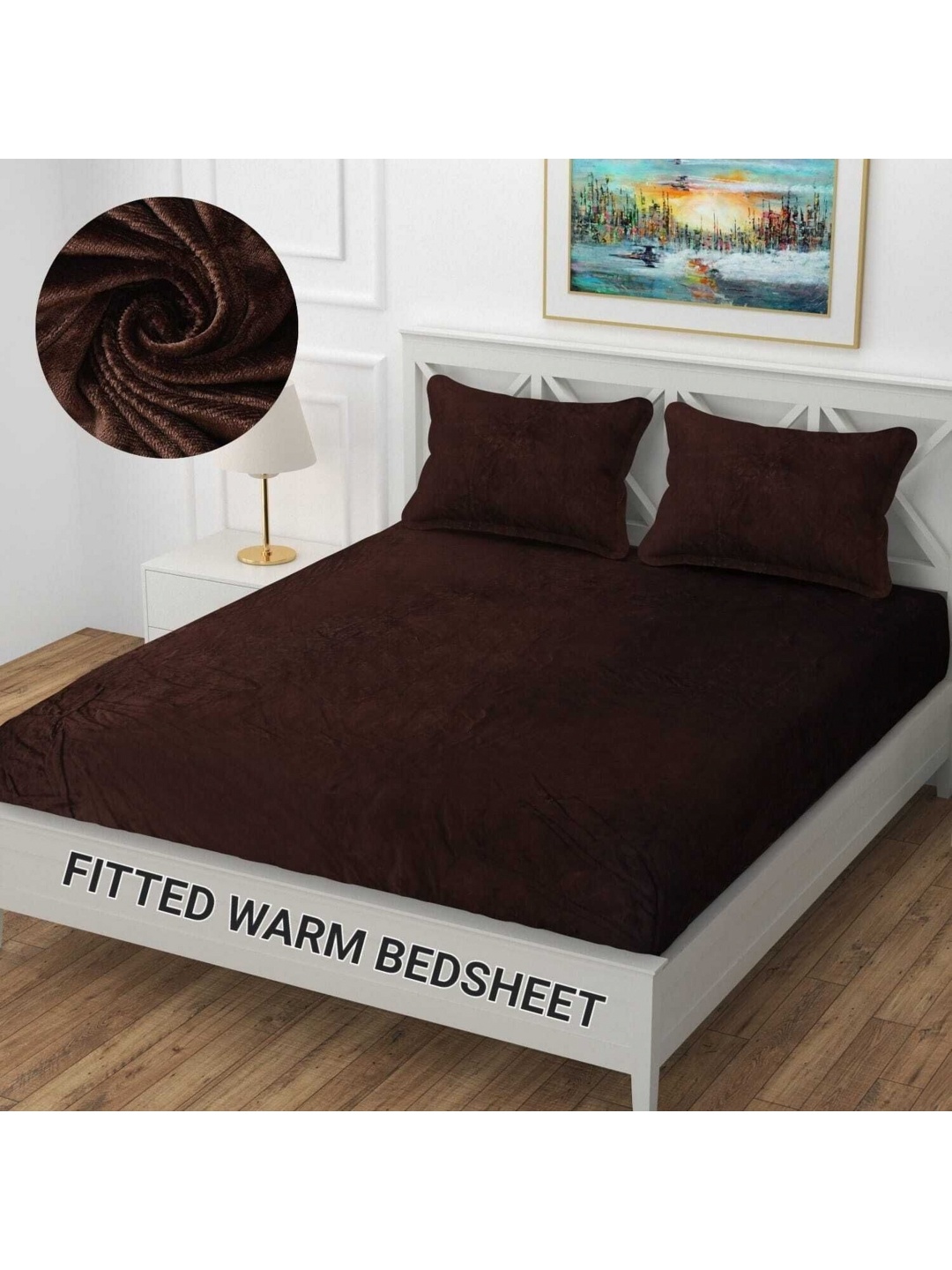 

Innovative Edge Brown Woolen Fitted 160 TC King Bedsheet Set 1.82 m x 1.98 m
