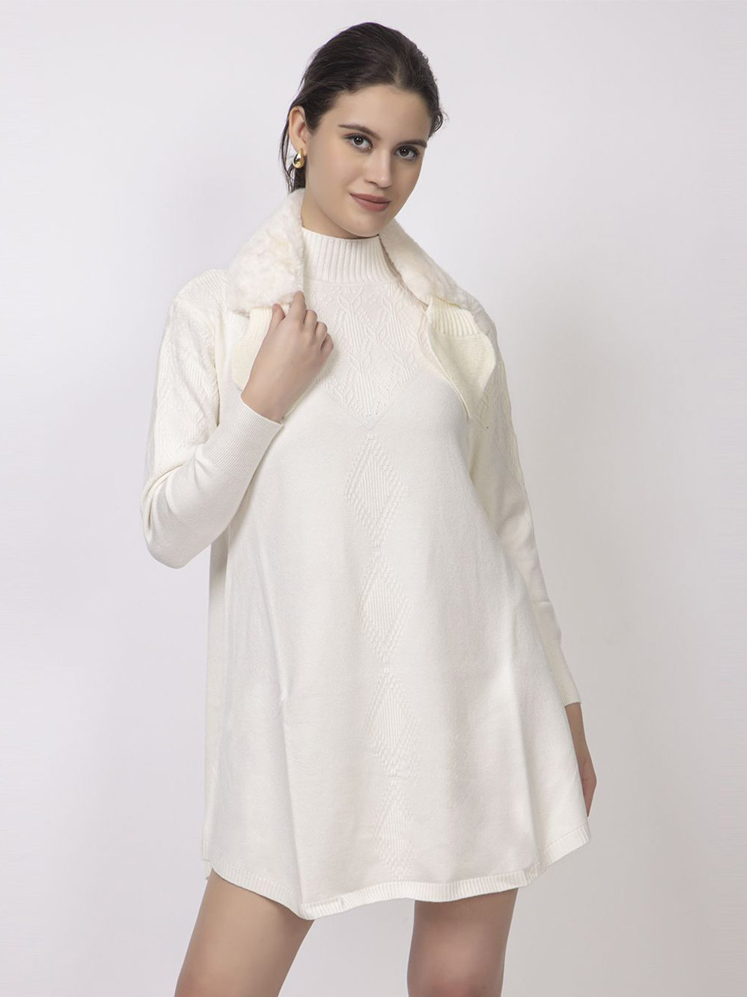 

Lory Woollen Bodycon Dress, White