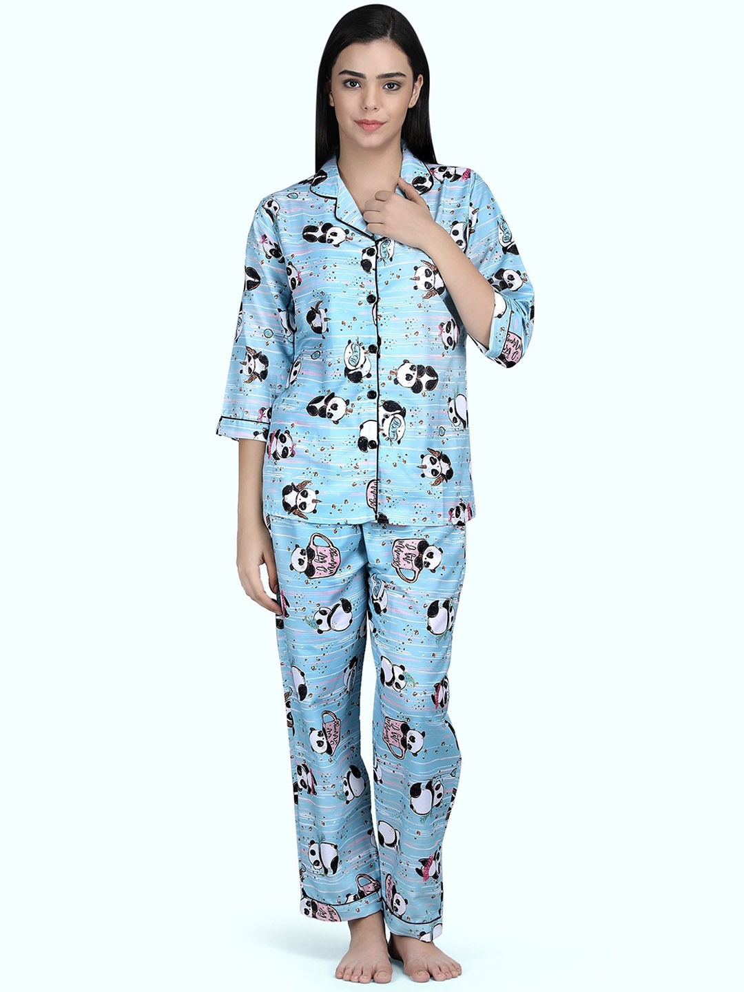 

ALL ABOUT HER Women Printed Night suit, Blue