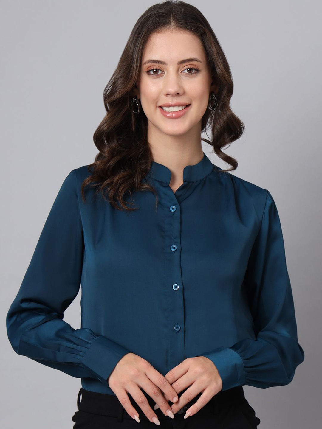 

FITHUB Women Opaque Formal Shirt, Blue