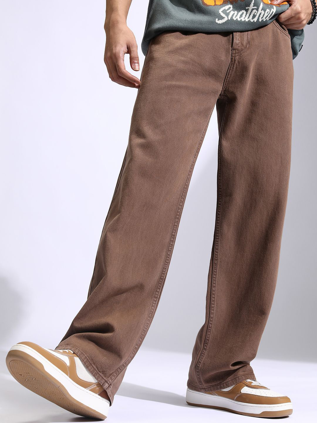 

HIGHLANDER Men Wide Leg Jeans, Brown