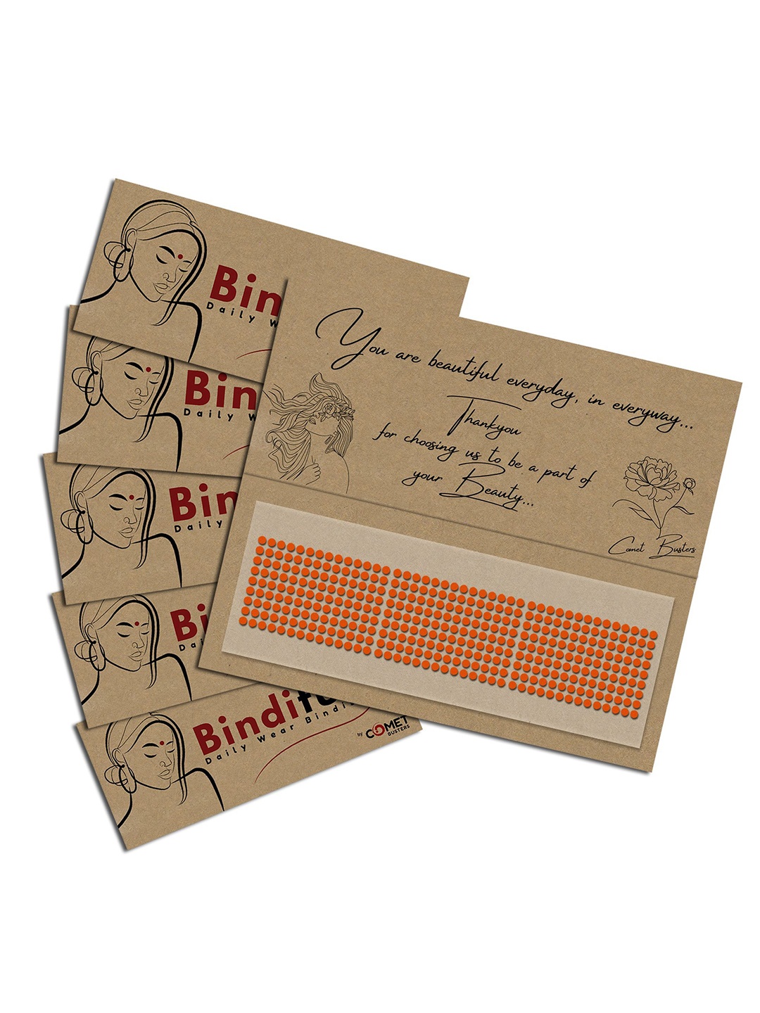 

Comet Busters Bindiful Set Of 5 Traditional Bindis - Orange