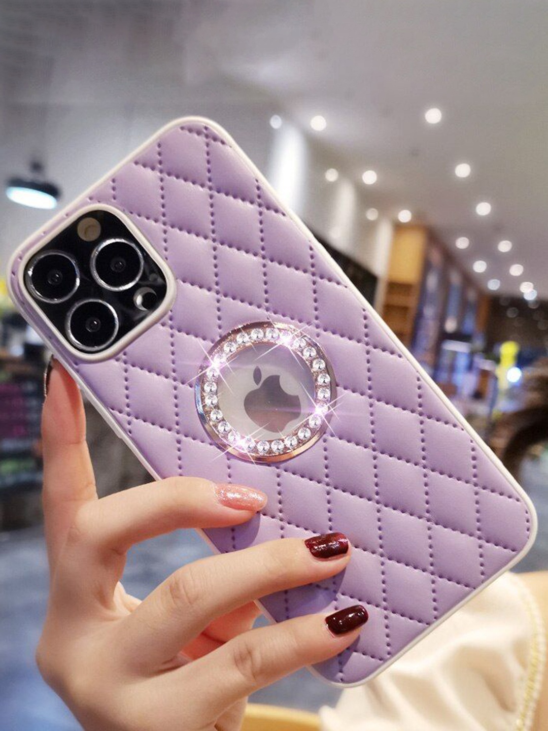 

Luxury Kase Solid Printed iPhone 15 Pro Max Back Case Mobile Accessories, Purple