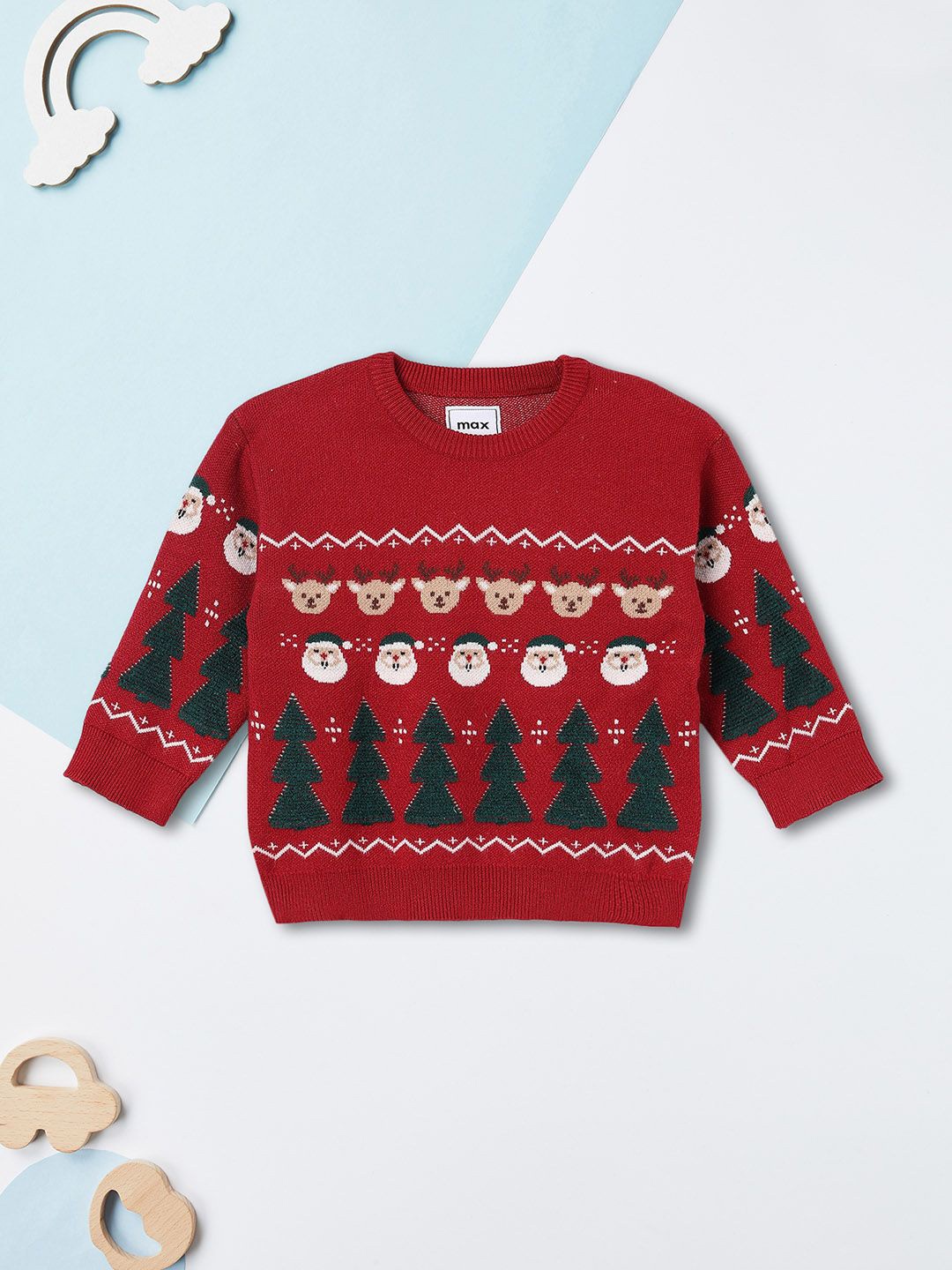 

max Boys Printed Pullover, Red