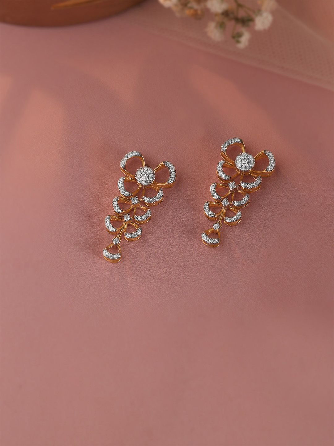 

Mia by Tanishq 14KT Delicate Bowtie Gold & Diamond Drop Earrings - 5.017 gm, Yellow