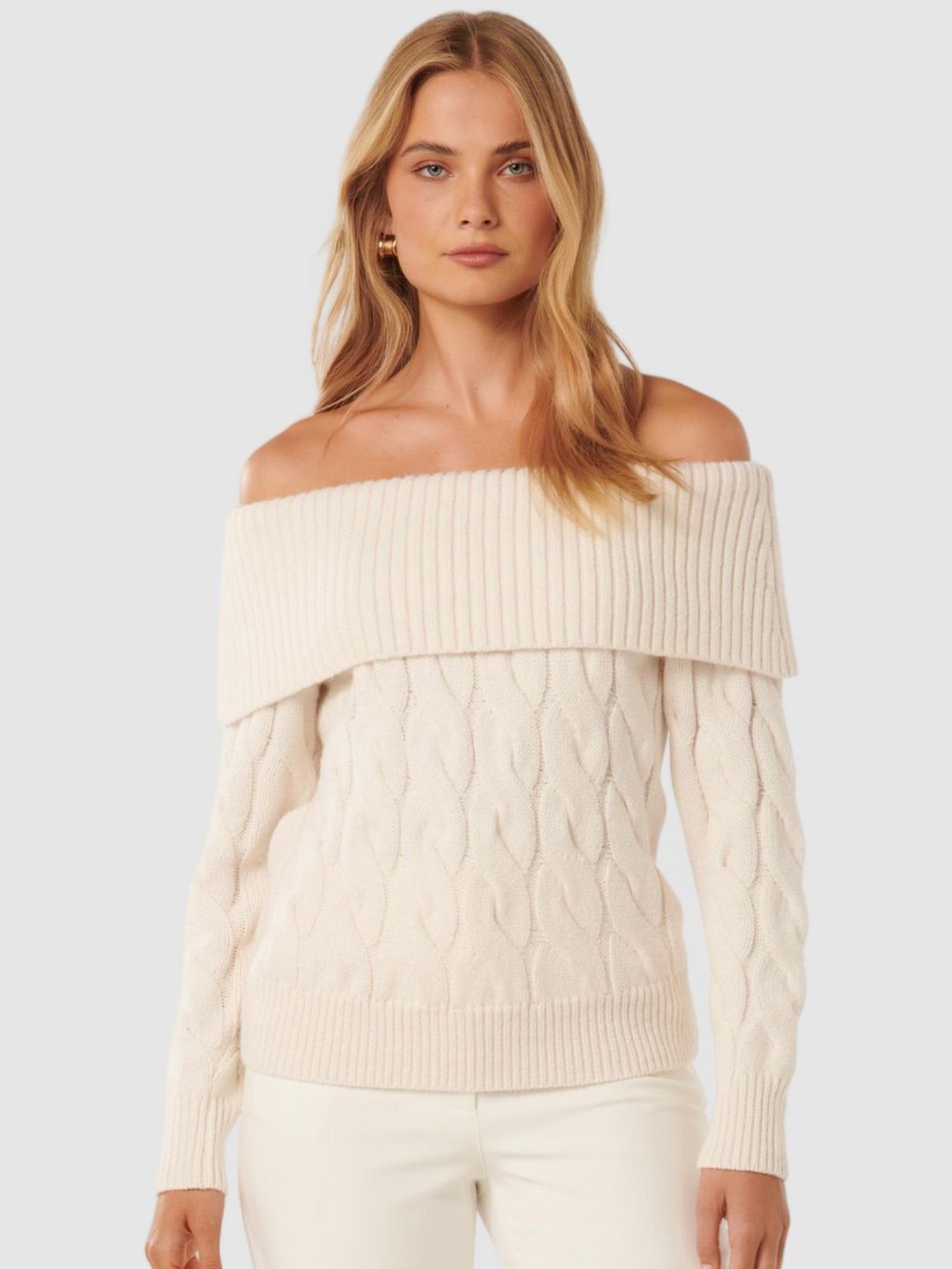 

Forever New Women Cable Knit Pullover, White