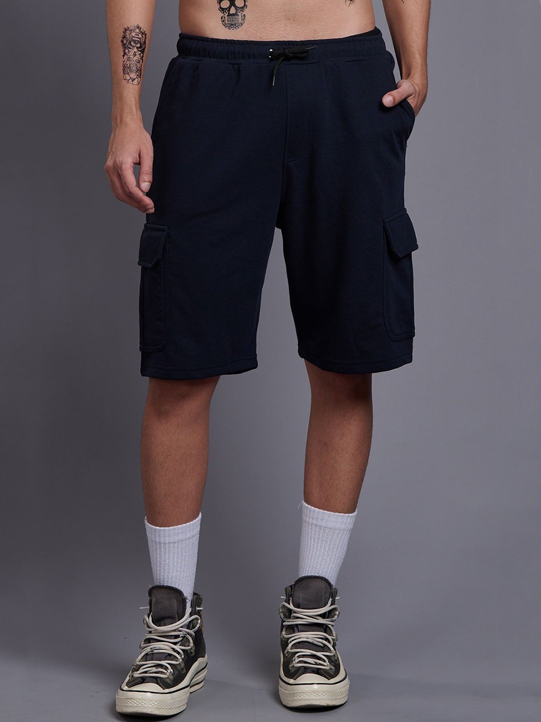 

GO DEVIL Men Loose Fit High-Rise Training or Gym Cargo Shorts, Black