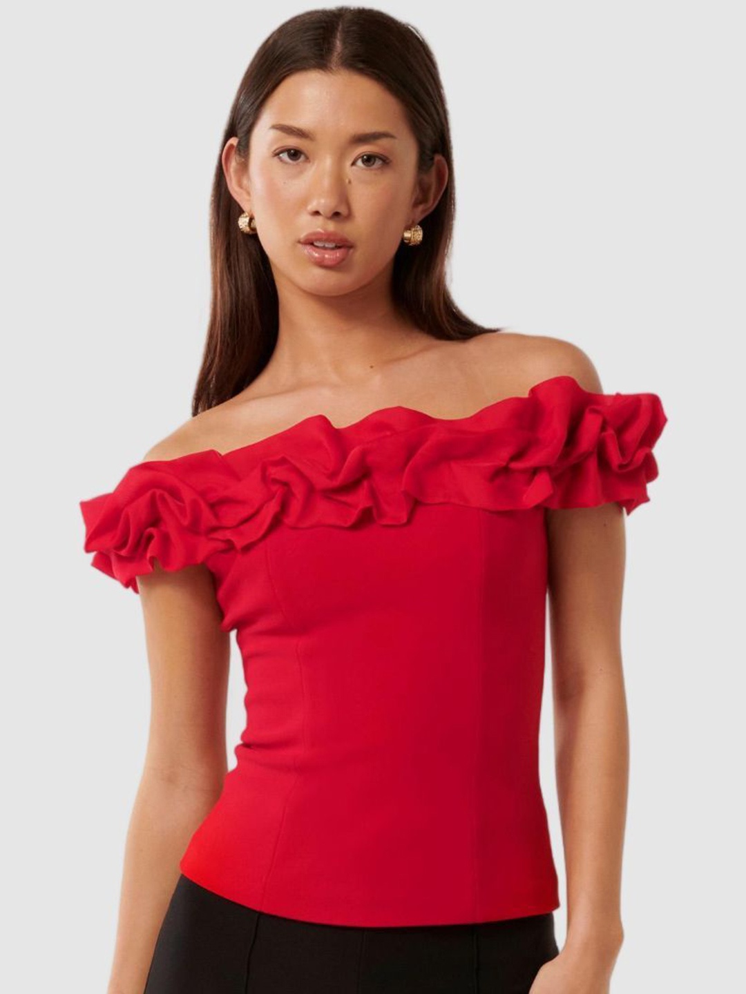 

Forever New Off-Shoulder Crepe Top, Red