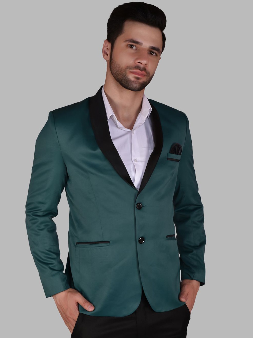 

PRINTINDIA Single Breasted Blazer, Teal