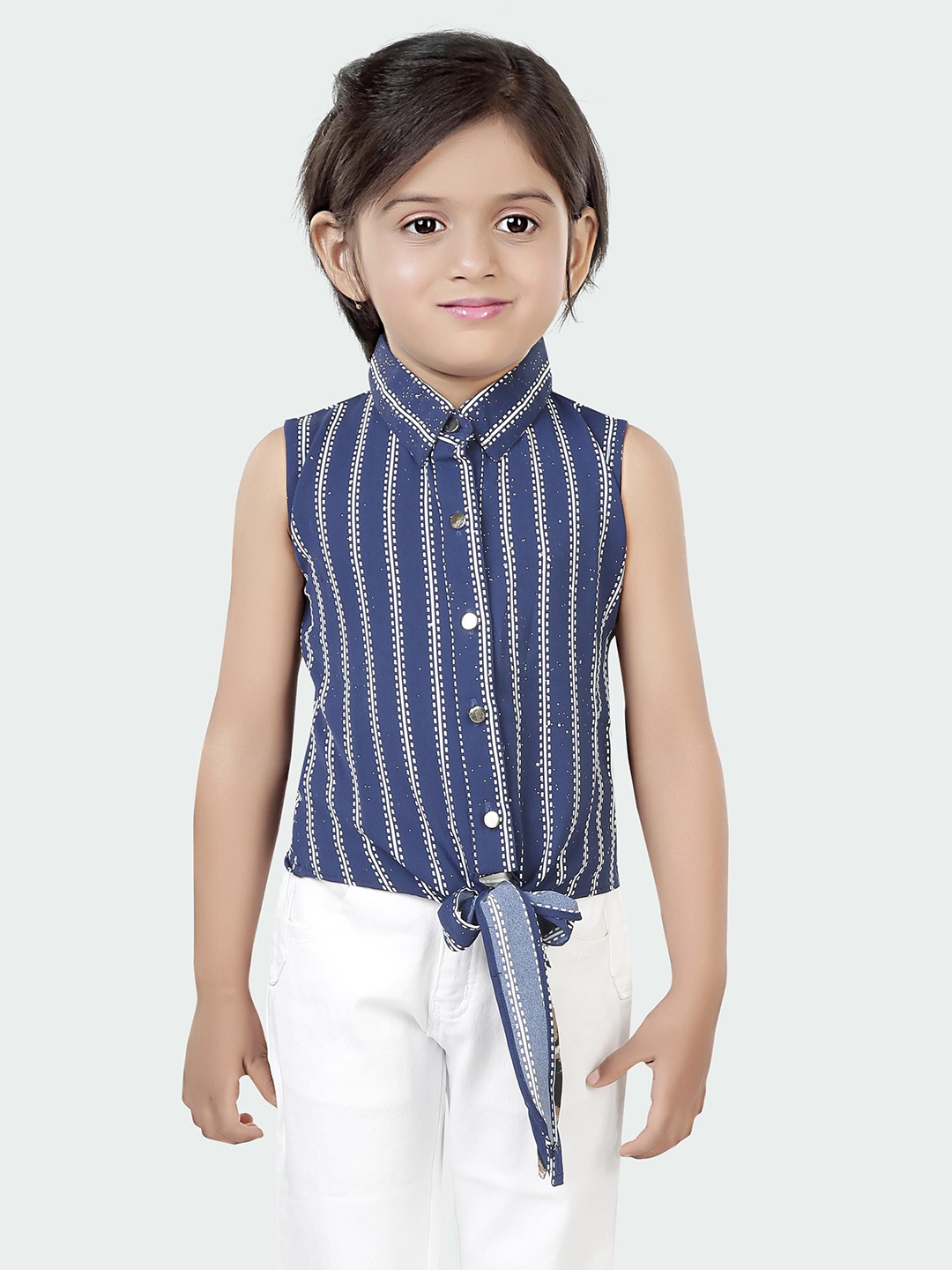 

Hunny Bunny Striped Shirt Style Top, Navy blue