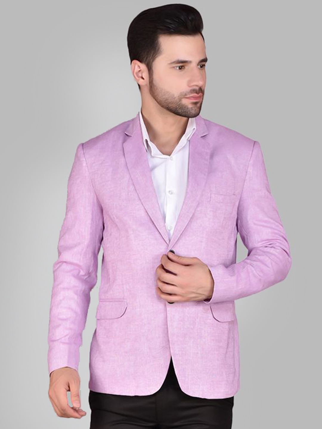 

PRINTINDIA Notched Lapel Single Breasted Formal Blazer, Lavender