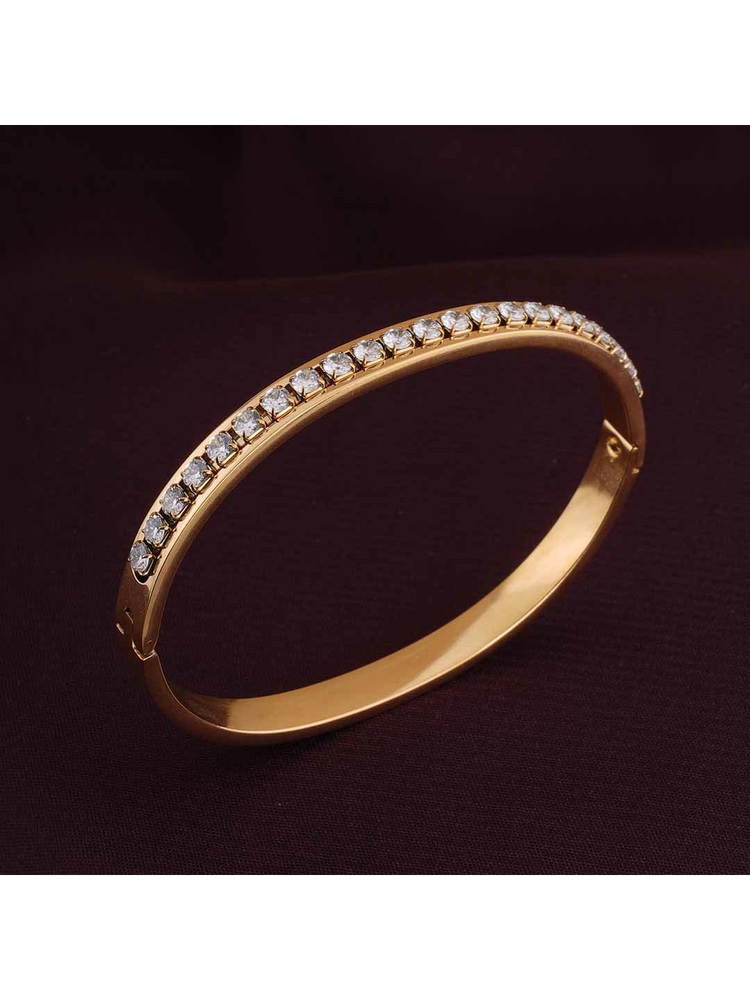 

PALMONAS Women Cubic Zirconia Gold-Plated Bangle-Style Bracelet