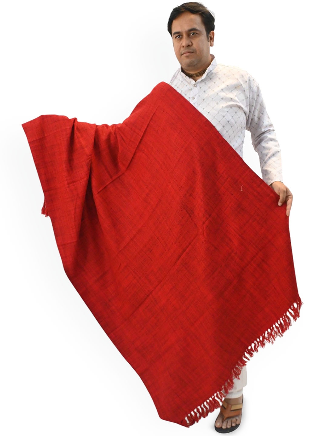 

Vrinde Men Woven Design Shawl, Red