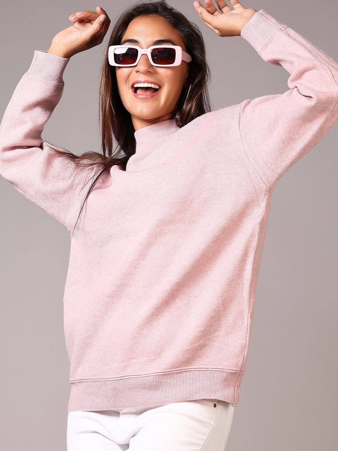 

V-Mart Women Turtle Neck Long Sleeves Pullover, Pink