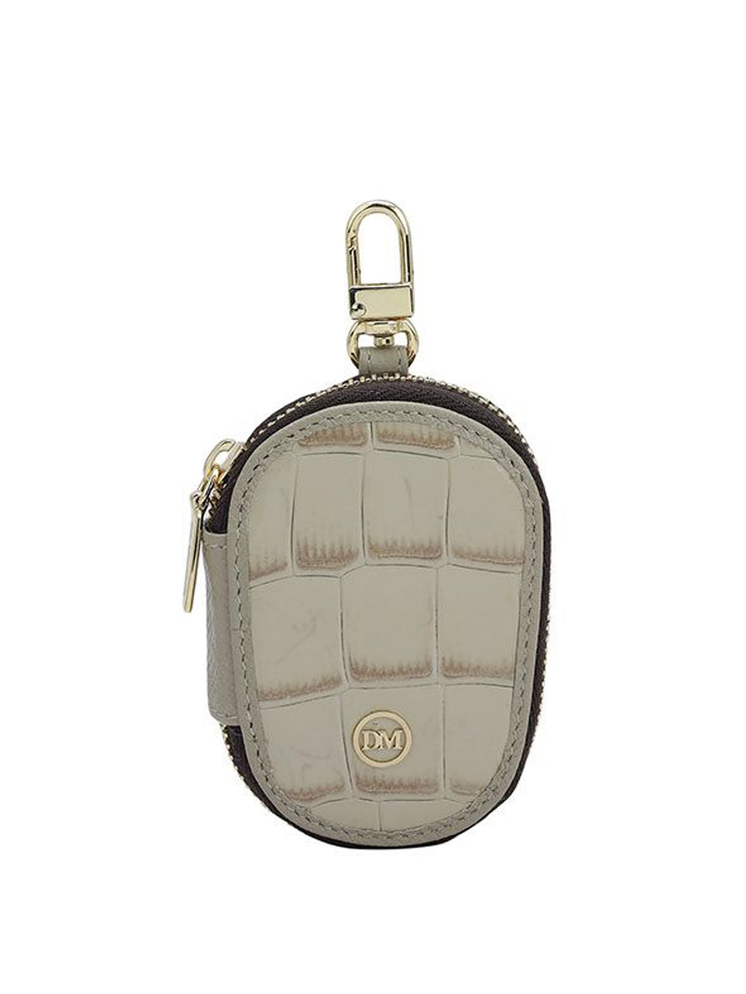 

Da Milano Textured Genuine Leather Key Chain, White