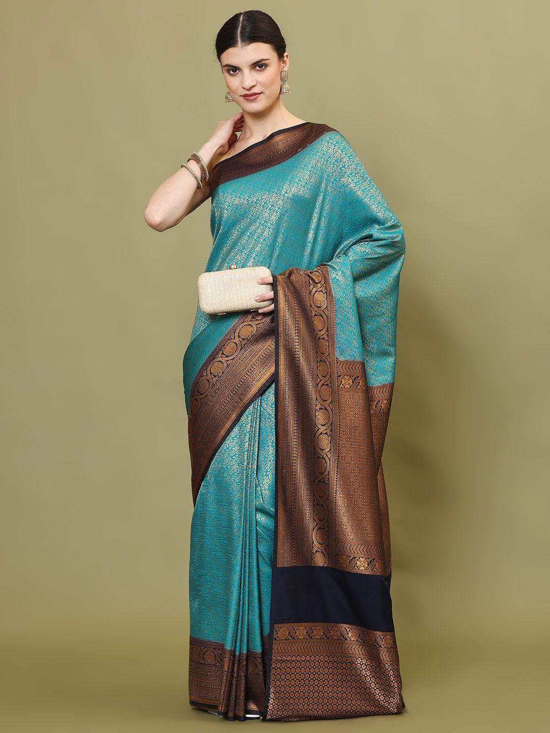 

Meena Bazaar Woven Design Zari Art Silk Saree, Blue