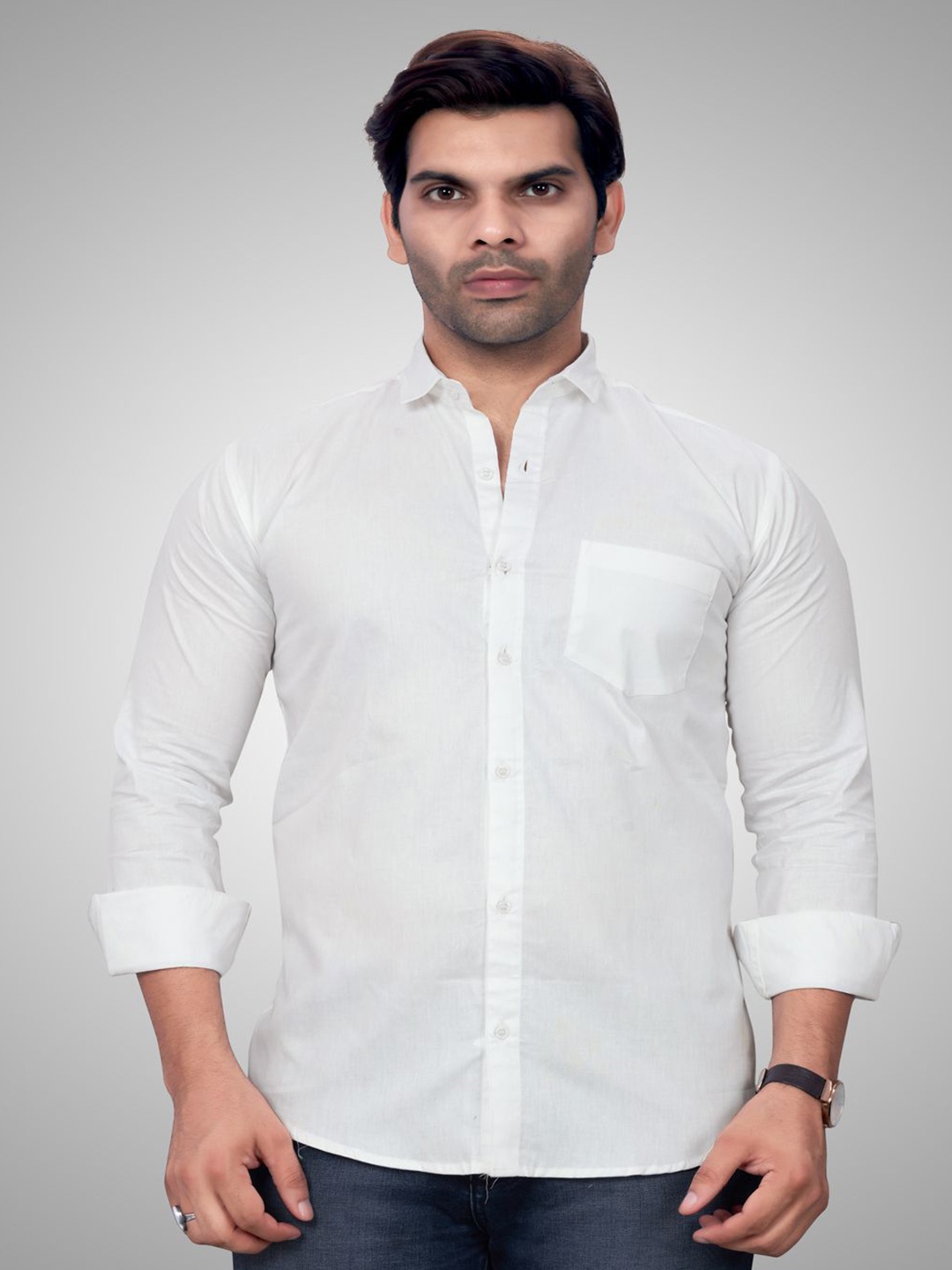 

SKY GLOBAL Men Standard Opaque Casual Shirt, White