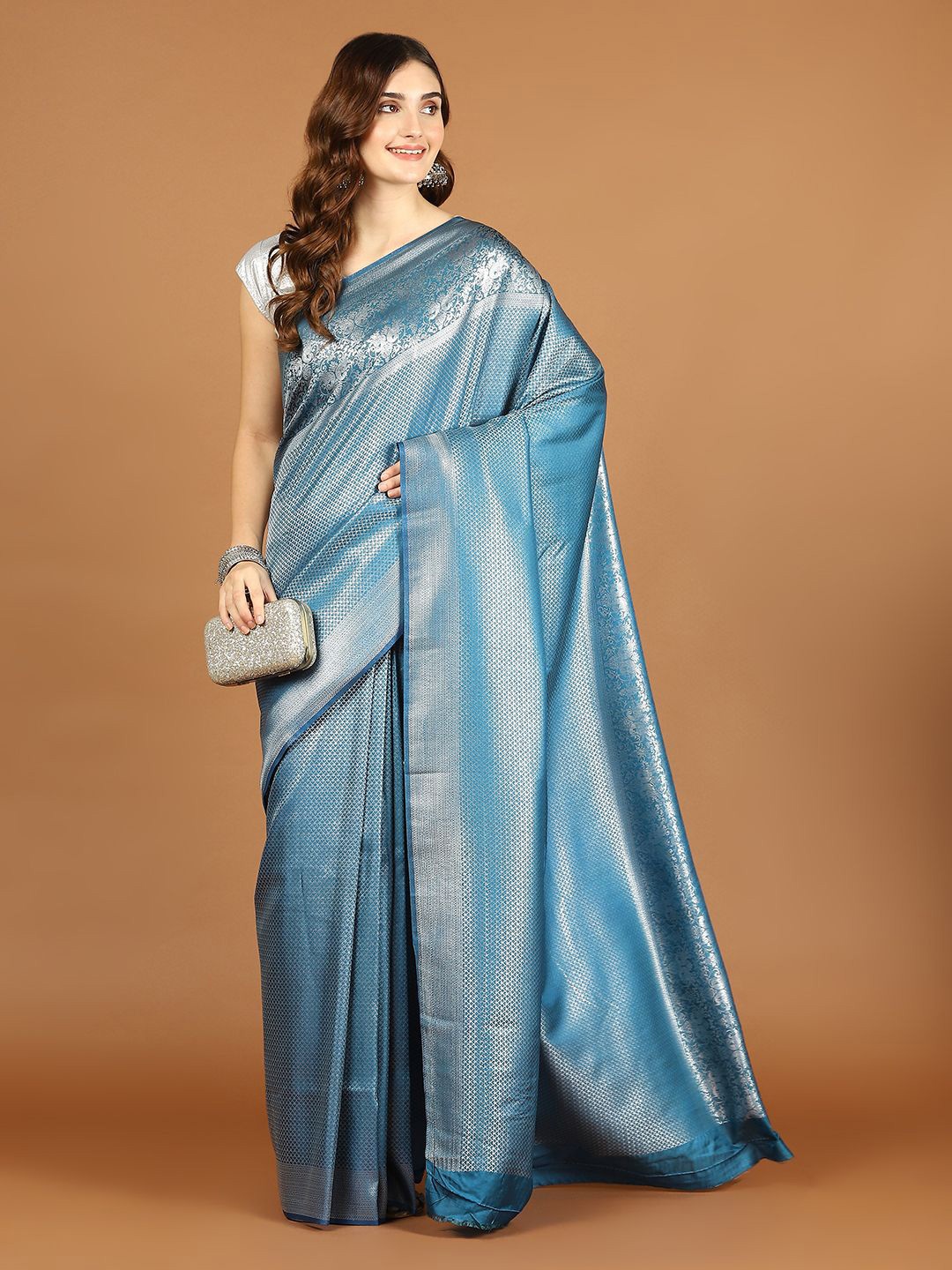 

Meena Bazaar Woven Design Zari Art Silk Saree, Blue